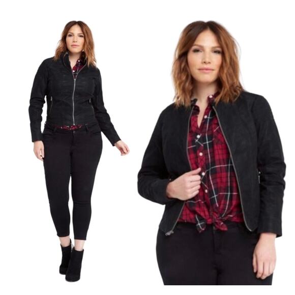 New TORRID Black Coated Biker Moto Jacket Size 2 - Picture 6 of 6